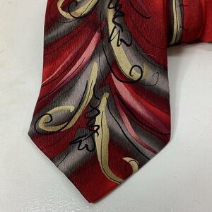 J. Garcia Stylish Red, Black, Gray & Gold Silk Tie